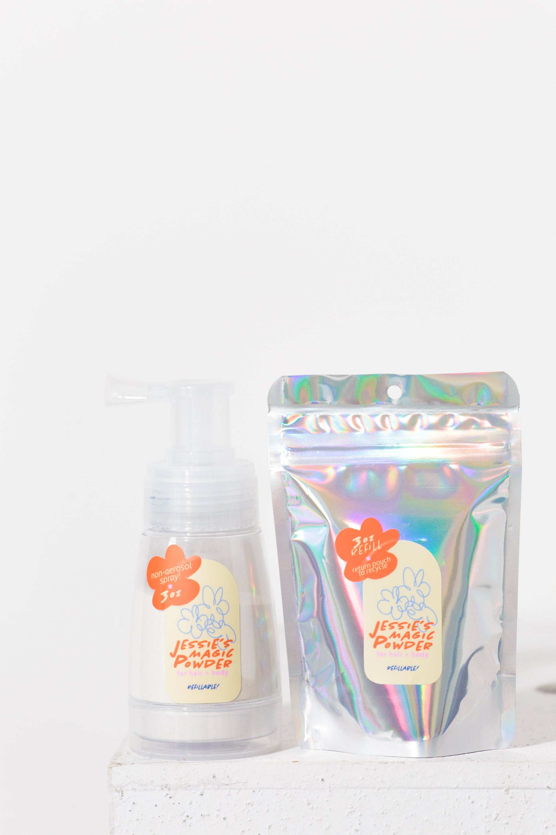 non aerosol dry shampoo, aerosol free, talc free, refillable